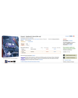 Confirmación de Amazon (Onward): 2 discos y salida el 8 de julio