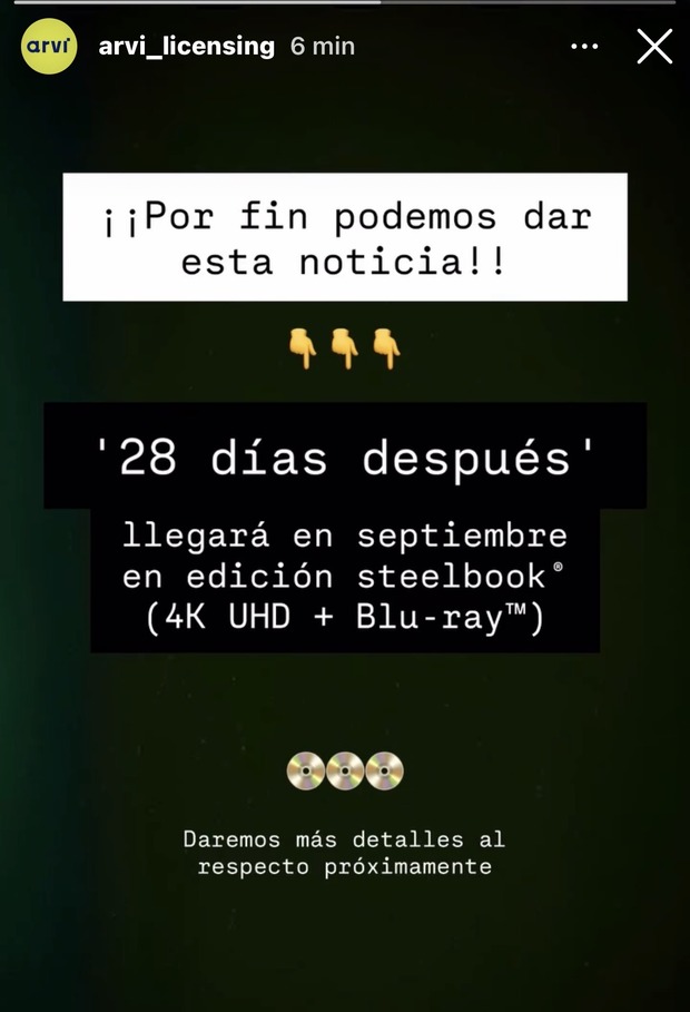 Fumata blanca para el steelbook de 28 días después 
