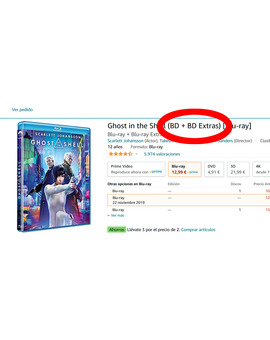 Problema Ghost in the Shell en Amazon