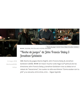 Crítica - sin spoilers | "Noche de juegos" de John Francis Daley & Jonathan Goldstein 