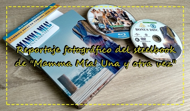 Reportaje fotográfico del steelbook de "Mamma mia! Una y otra vez"