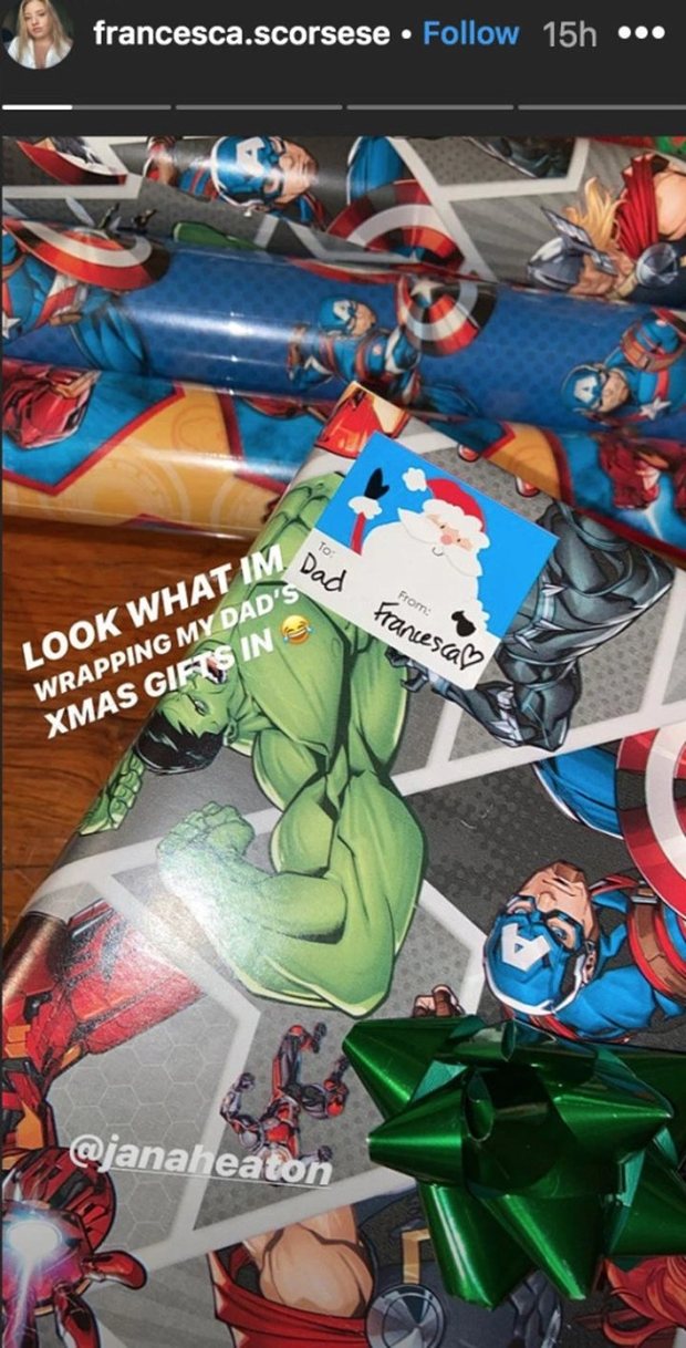 La hija de Martin Scorsese, la troll definitiva, le envuelve sus regalos en papel de Marvel