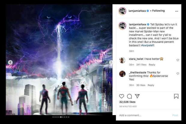Spider-Man 3: Jamie Foxx confirma su nuevo Electro y publica una imagen con 3 Spider-Man