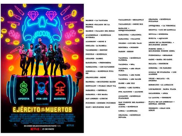 Ya sabemos los cines españoles donde podrá verse El Ejército de los Muertos