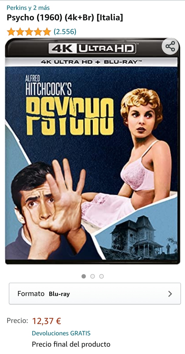 Psicosis 4K UHD Edición italiana a 12,37€ en Amazon.es 