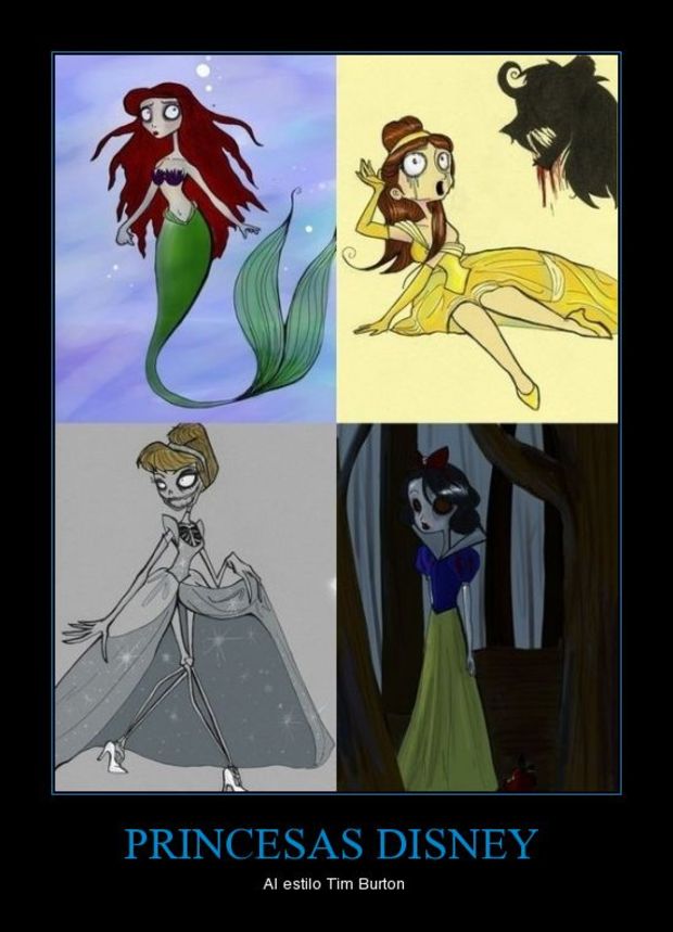 Las princesas de Disney al estilo Tim Burton