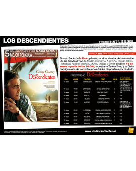 La FNAC invita al cine a ver LOS DESCENDIENTES de George Clooney, detalles en el comentario.