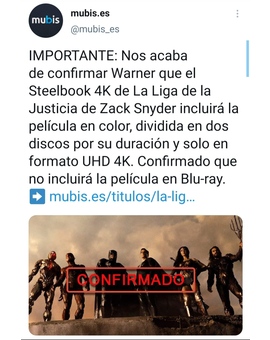 Ultima hora sobre el steel de JL, cortesía del Twitter de Mubis