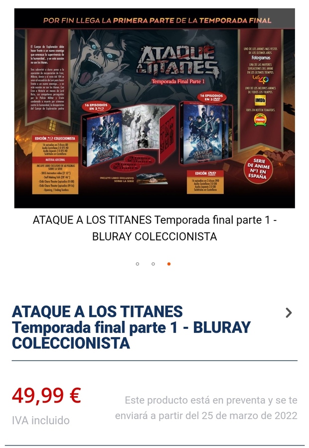 Anunciada en BD la parte 1 de la 4ta temporada de Ataque a los Titanes