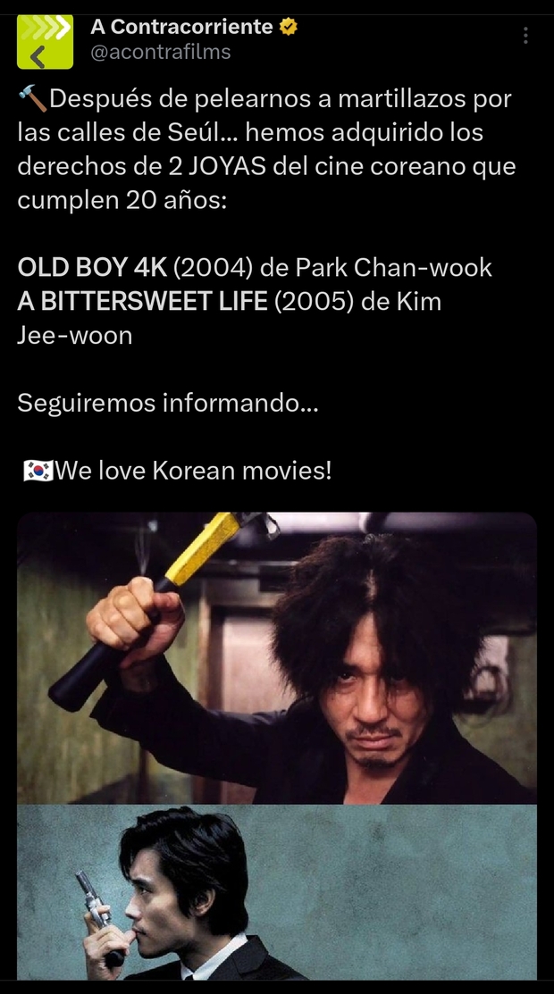AC adquiere los derechos de OLD BOY y A BITTERSWEET LIFE