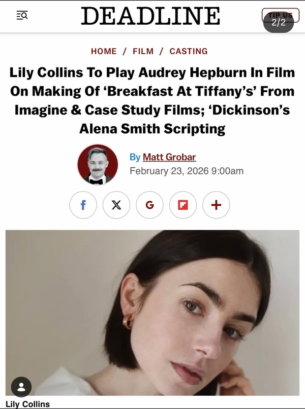 Lily collins finalmente SÍ será Audrey Hepburn 