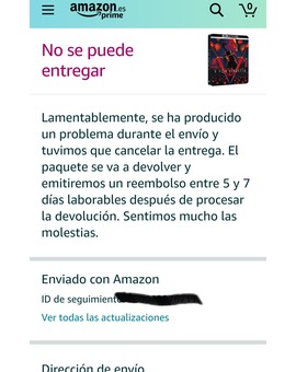 Pedido V de Vendetta Amazon cancelado. ¿A alguien más le ha pasado alguna vez? ¿Razones?
