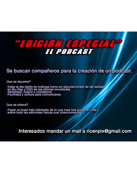 Se buscan compañeros para un podcast sobre ediciones en Blu-Ray y DVD's