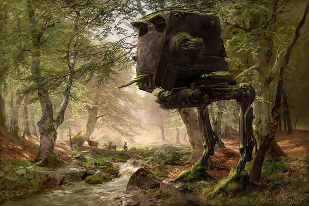 Imagen: AT-ST Abandonado en el Bosque. 