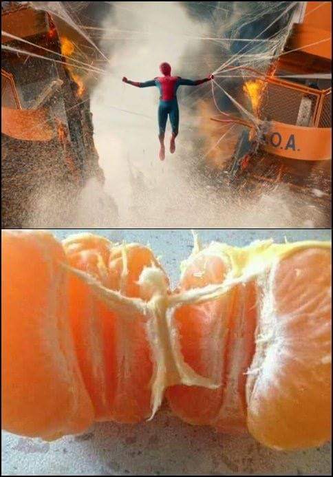 Humor: (Homenaje a SPIDERMAN HOMECOMING en una Mandarina). 