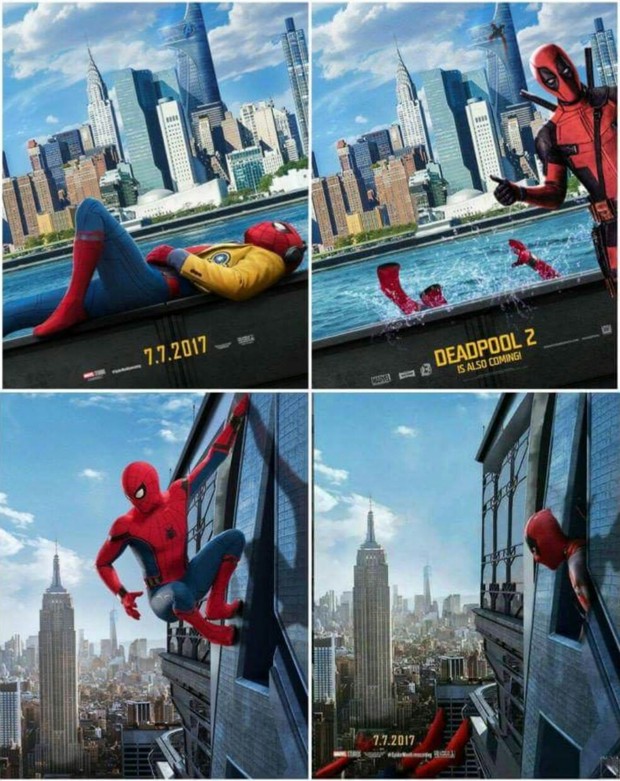 (DEAD POOL 2) Empieza a Promocionarse con los Carteles de "SPIDERMAN HOMECOMING". 