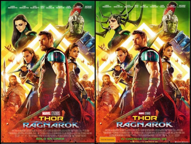 "HELA" Pierde los Cuernos en el Póster Español de (THOR RAGNAROK). 