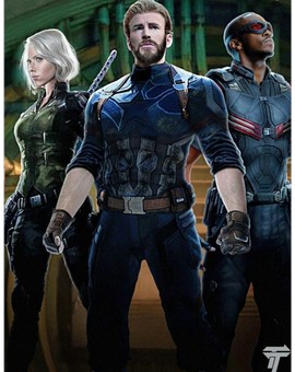 Artwork de cómo serán "Viuda Negra, Capitán América y Falcón" en (AVENGERS - INFINITY WAR). 