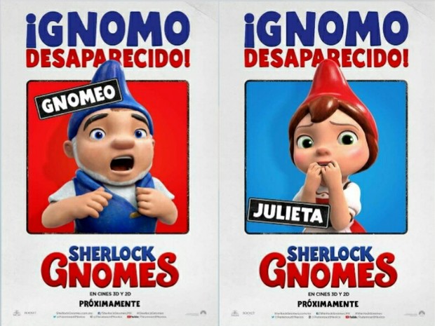 Primeros Carteles en Español de (SHERLOCK GNOMES) Secuela de "GNOMEO Y JULIETA". 