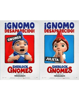 Primeros Carteles en Español de (SHERLOCK GNOMES) Secuela de "GNOMEO Y JULIETA". 