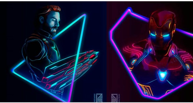Pósters de Neón Fan Made de (VENGADORES - INFINITY WAR). 