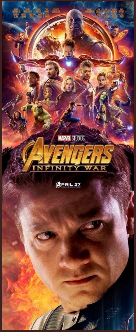 Encontrado a "OJO DE HALCÓN"  en el Póster de (VENGADORES - INFINITY WAR). 