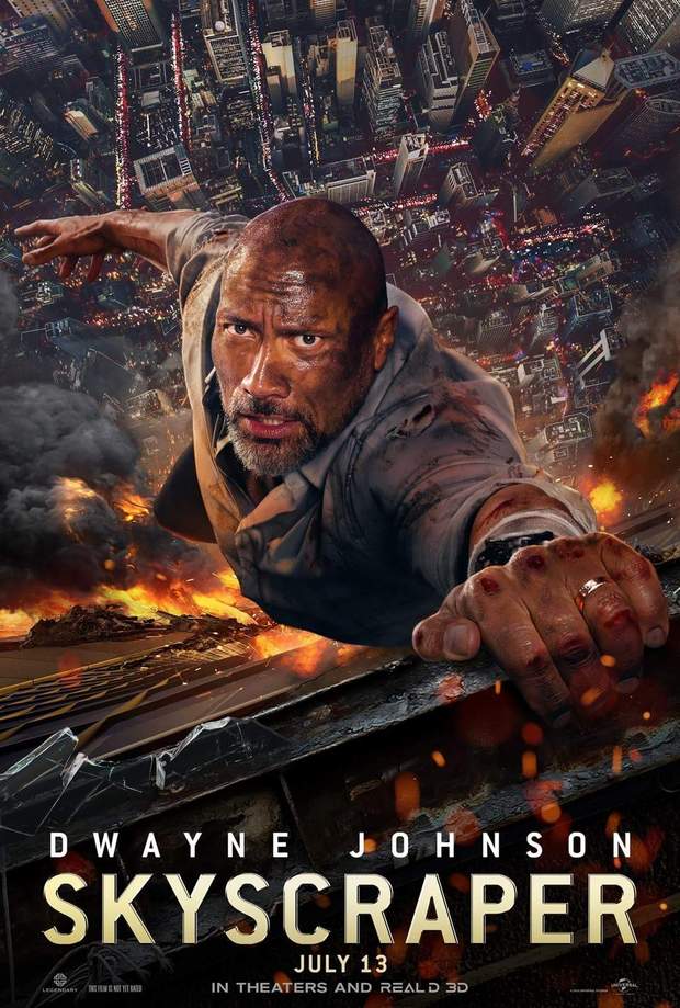 Póster (EL RASCACIELOS) con Dwayne Johnson. 