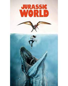 Póster (JURASSIC WORLD vs TIBURÓN). 