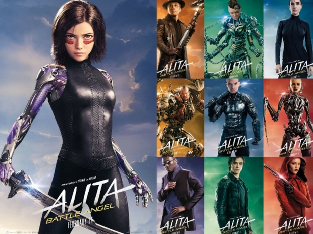 Carteles Individuales de los Protagonistas de (ALITA, ANGEL DE COMBATE). 