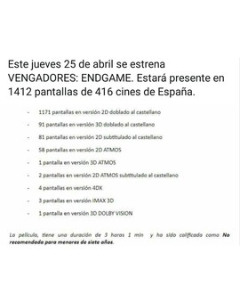 En qué Pantalla Veréis (VENGADORES ENDGAME)?. 