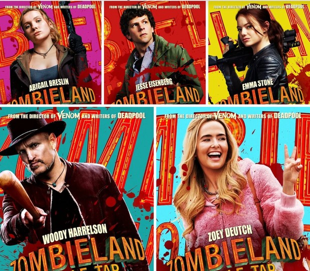 Pósters Individuales de los Protagonistas de (Zombieland 2). 