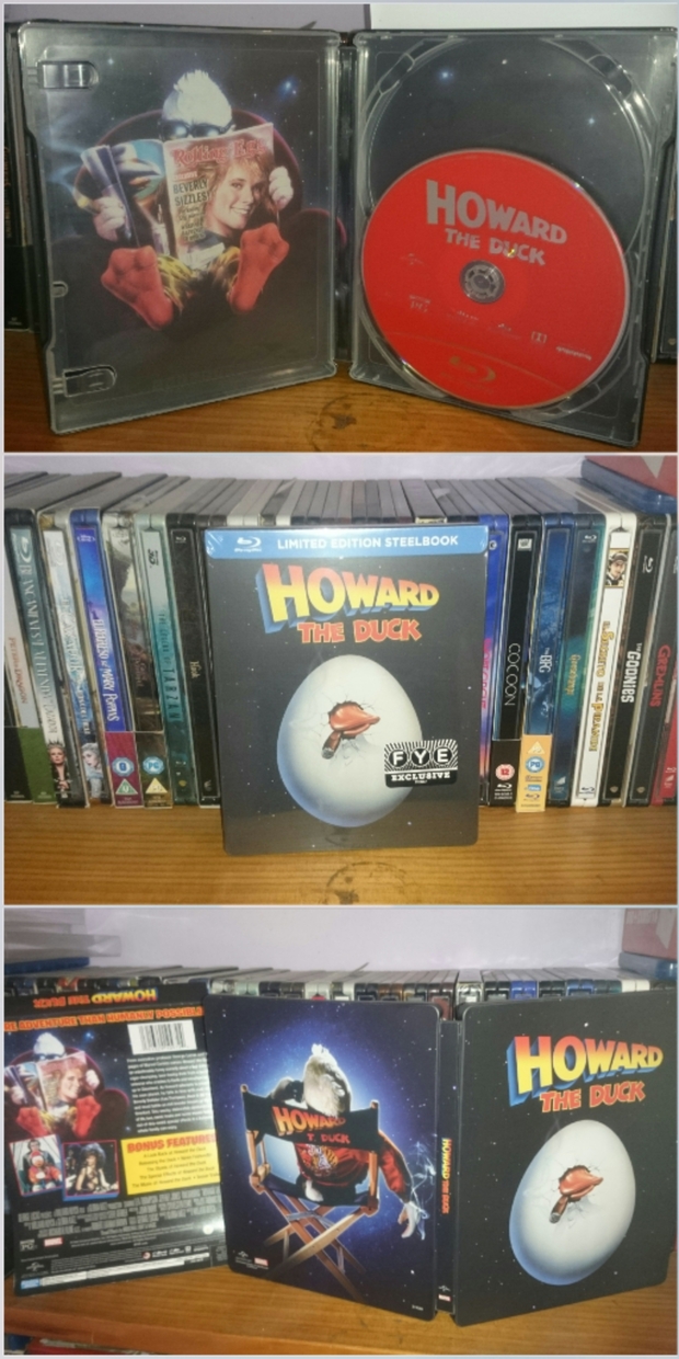Steelbook FYE (Howard, Un Nuevo Héroe) con Castellano. 
