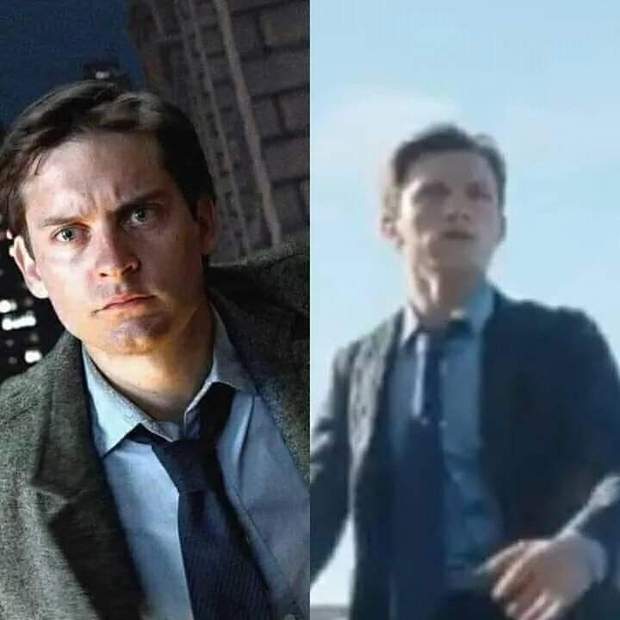 Imagen: "Tom Holland" con el mismo traje de "Tobey Maguire". 