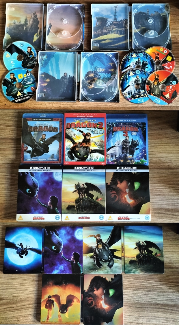 Mi Colección y Steelbooks de la Trilogía (Cómo Entrenar a tu Dragón).