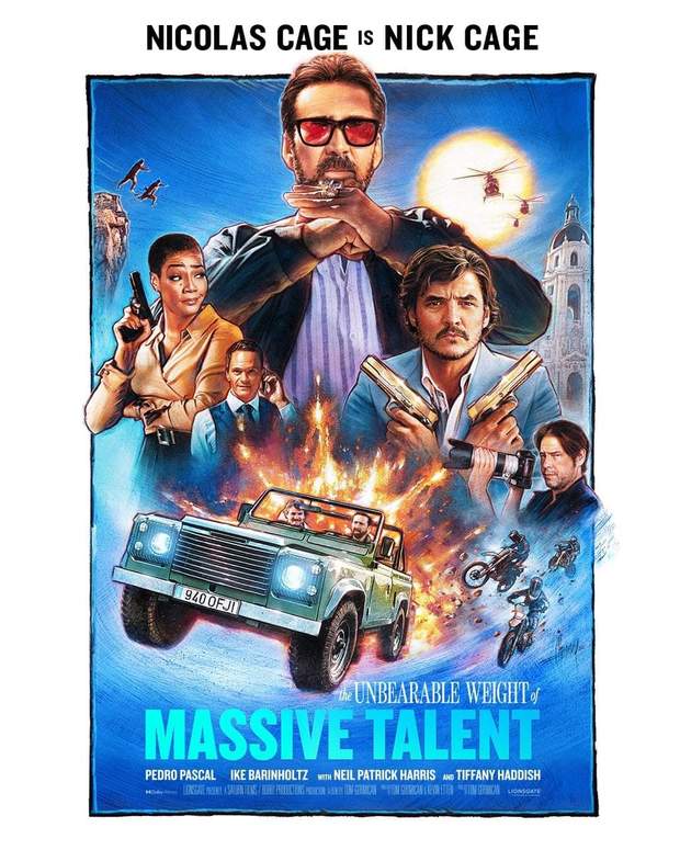 Póster de "The Unbearable Weight of Massive Talent" con 'Nicolas Cage'.