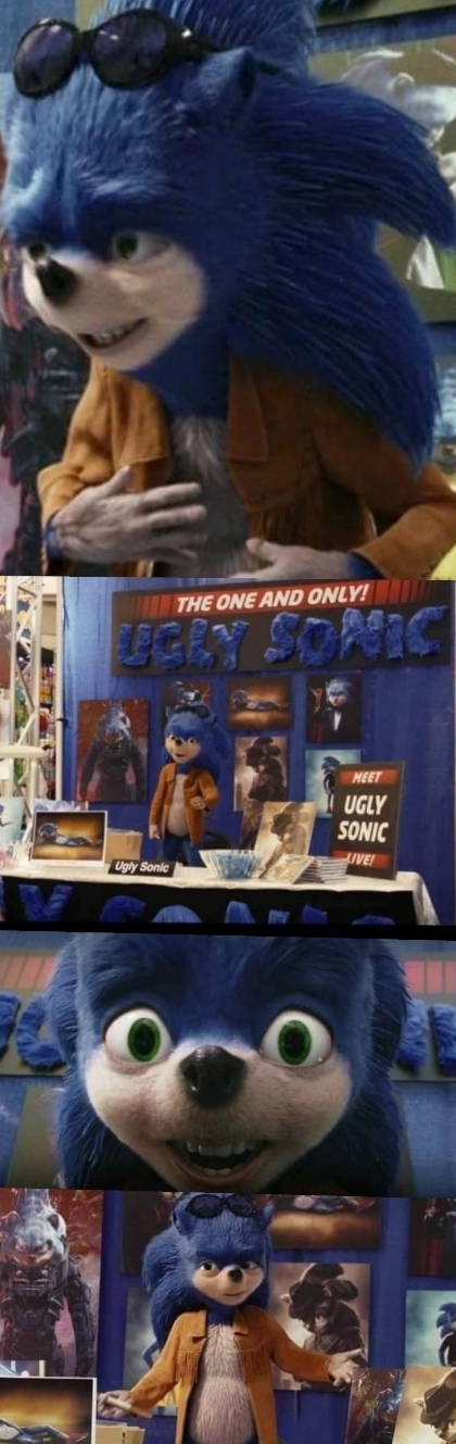 La Versión descartada de (Sonic) en un cameo para la serie (Chip y Dale).
