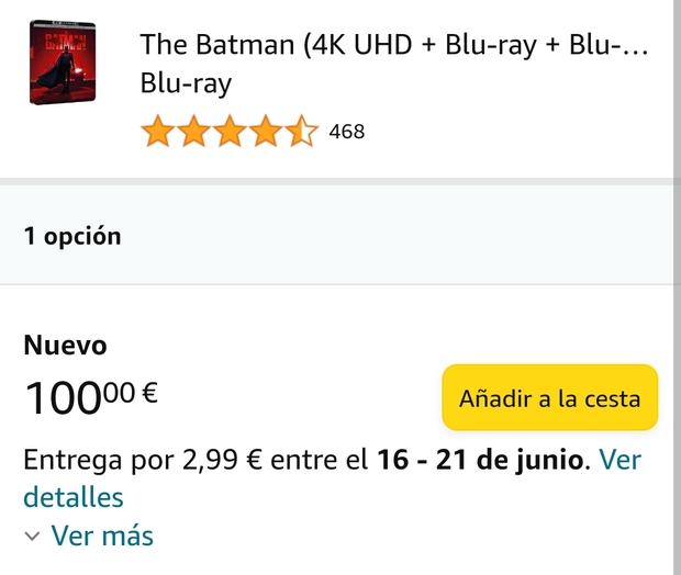 Steelbook The Batman disponible en Amazon por sólo 100€.