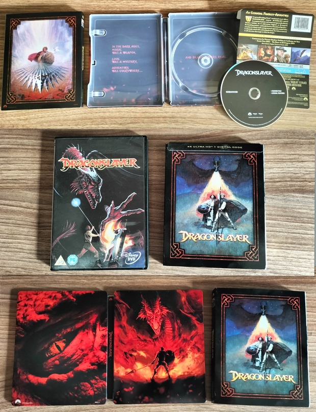 Mi Colección y Steelbook de (Dragonslayer: El Dragón del Lago de Fuego).