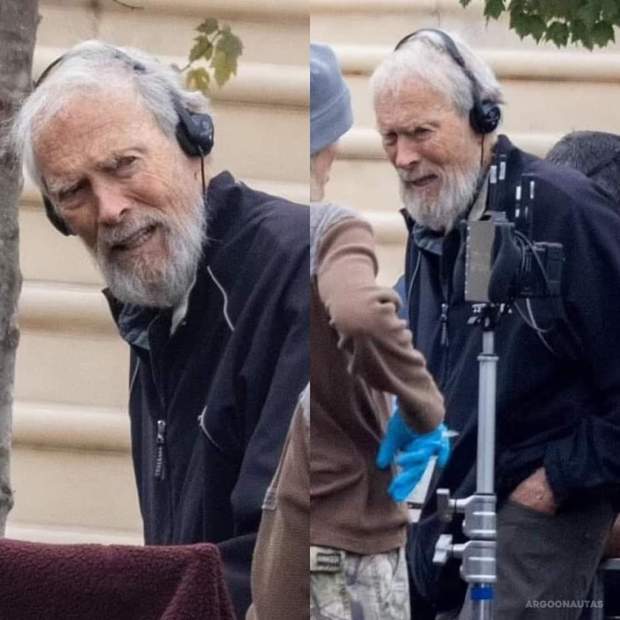 Imagen: "Clint Eastwood en pleno rodaje".