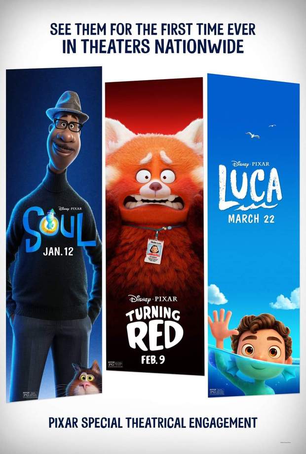 ('Soul', 'Red' y 'Luca') llegarán a los cines norteamericanos a principios de 2024. 