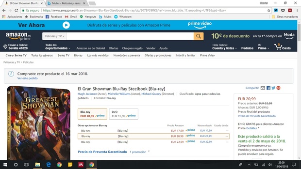 [RESUELTO] Ayuda con bajada de precio en El gran showhman en Steelbook