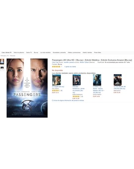 Steelbook con 4K de Passengers agotado en amazon