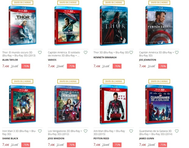 Super rebajas del CI en Marvel, Bluray 3D a menos de 8 euros! Y Bluray 2D a menos de 6!