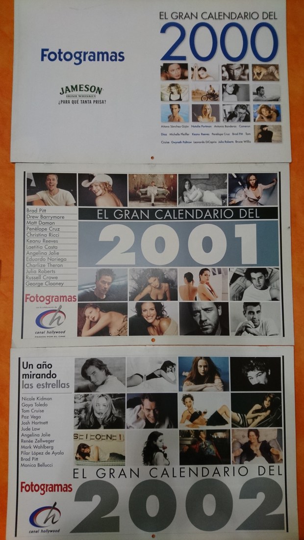 Calendarios fotogramas años 2000 a 2002