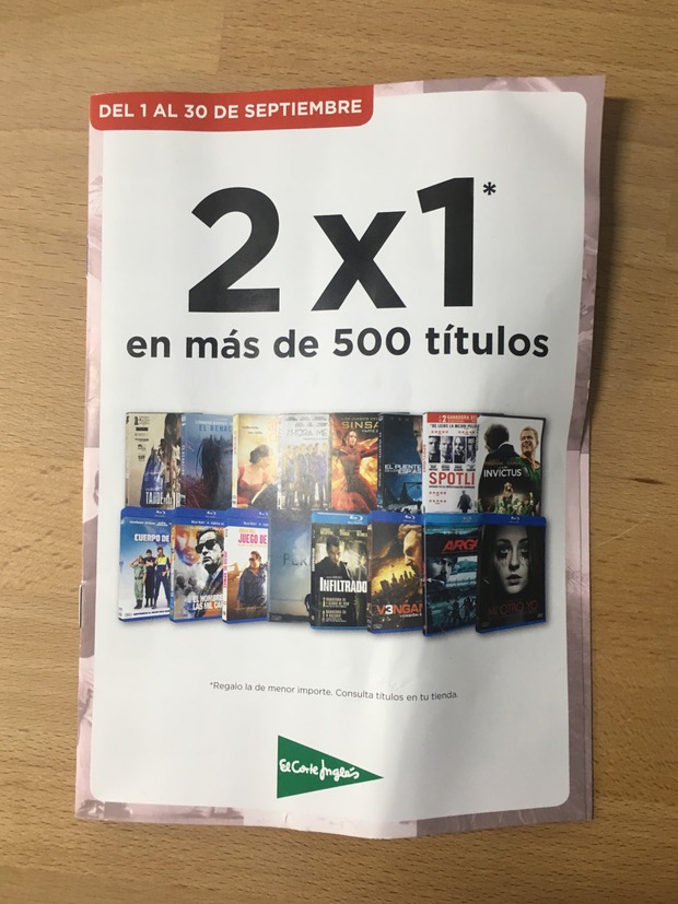 2x1 El Corte Ingles hasta 30 Septiembre