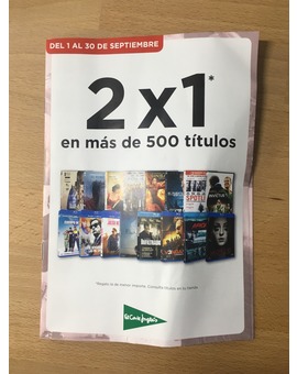 2x1 El Corte Ingles hasta 30 Septiembre