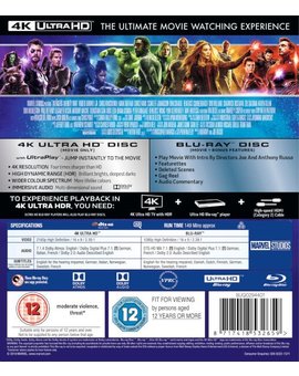 Contracarátula de Infinity War 4K de Reino Unido