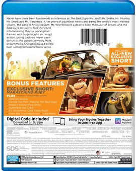 Edición Blu-ray americano de Los Tipos Malos con extras.