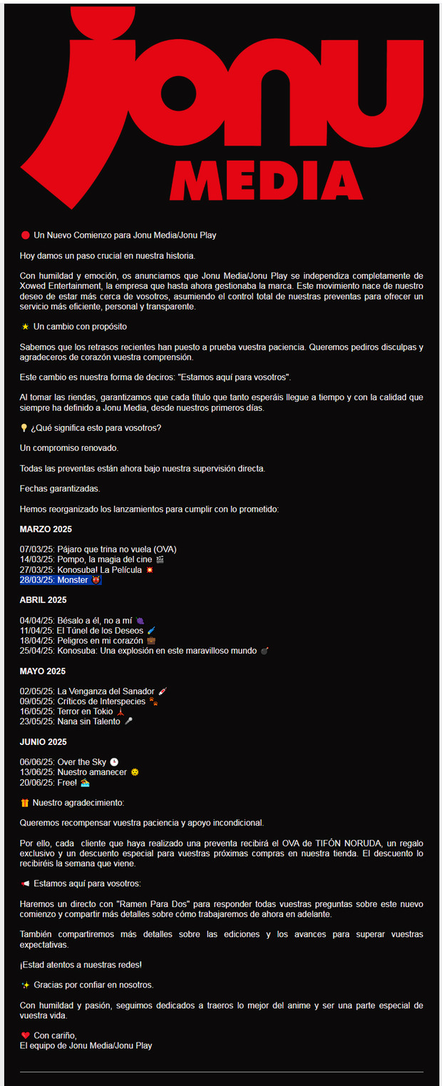 Comunicado de Jonu Media