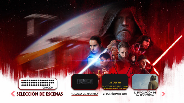 Listado de capitulos del BlyRay Star Wars Episodio VIII Los Últimos Jedi (SPOILERS para quiern no haya visto la pelicula)